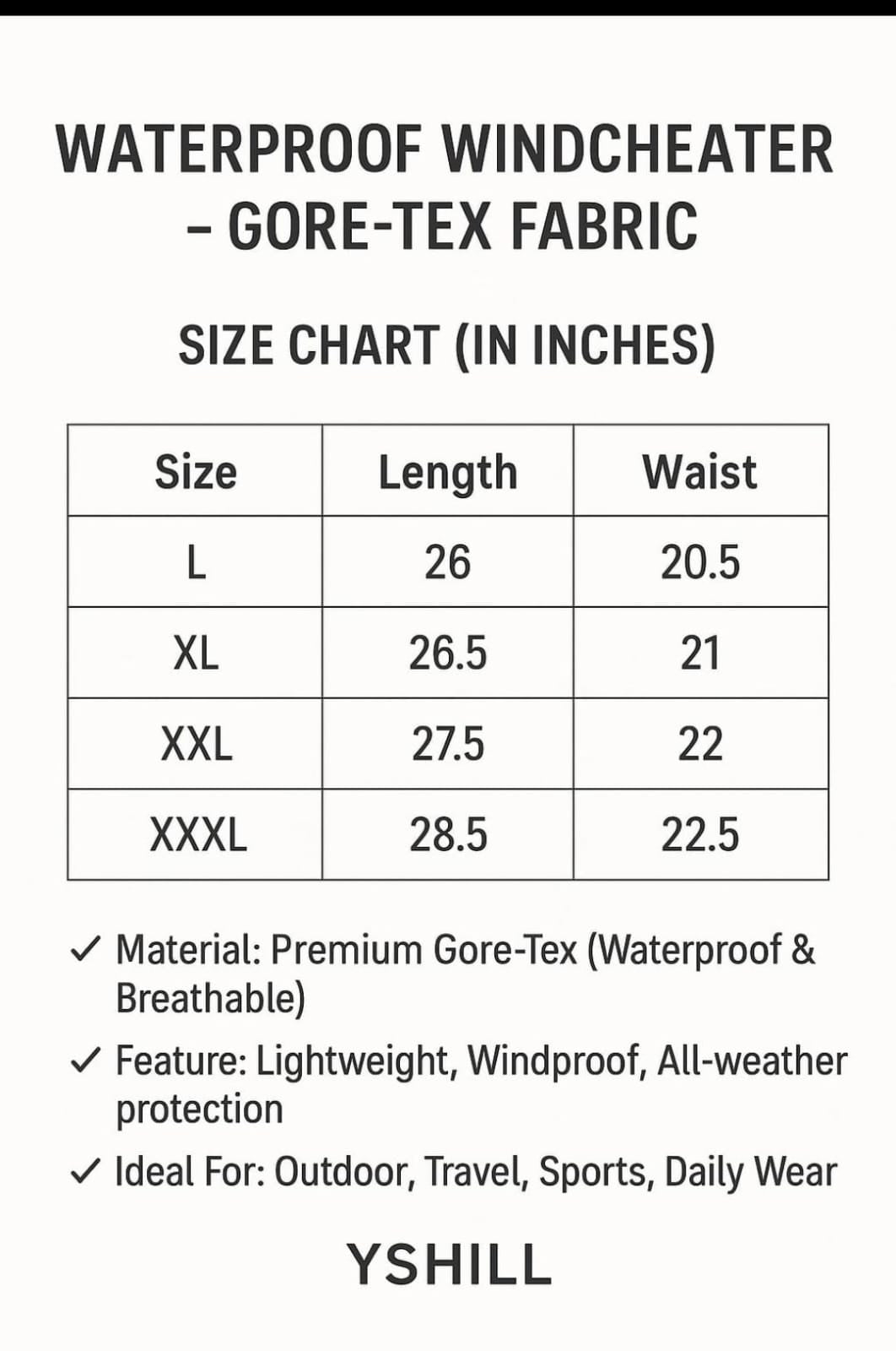YSHILL Waterproof Windcheater Jacket – Lightweight Hooded