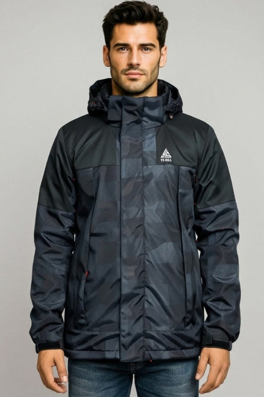 BLACK CAMO PUFFER JACKET